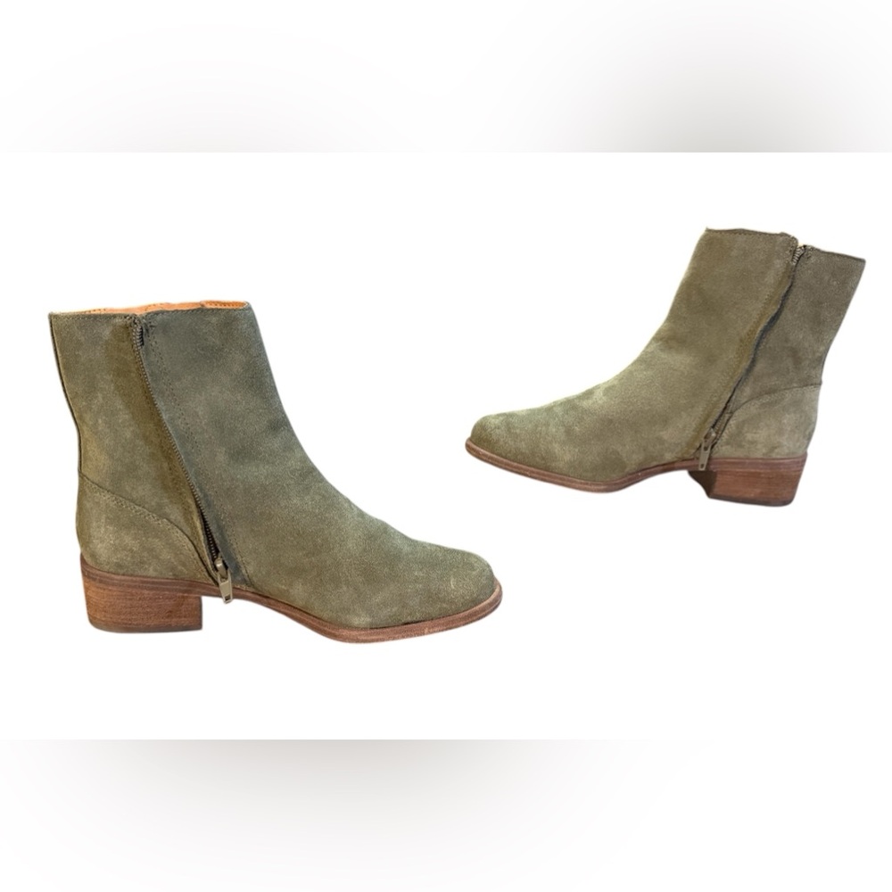 Lucky Brand Suede Ankle Boots Olive Green Women’s Size 6.5 M - Picture 6 of 10